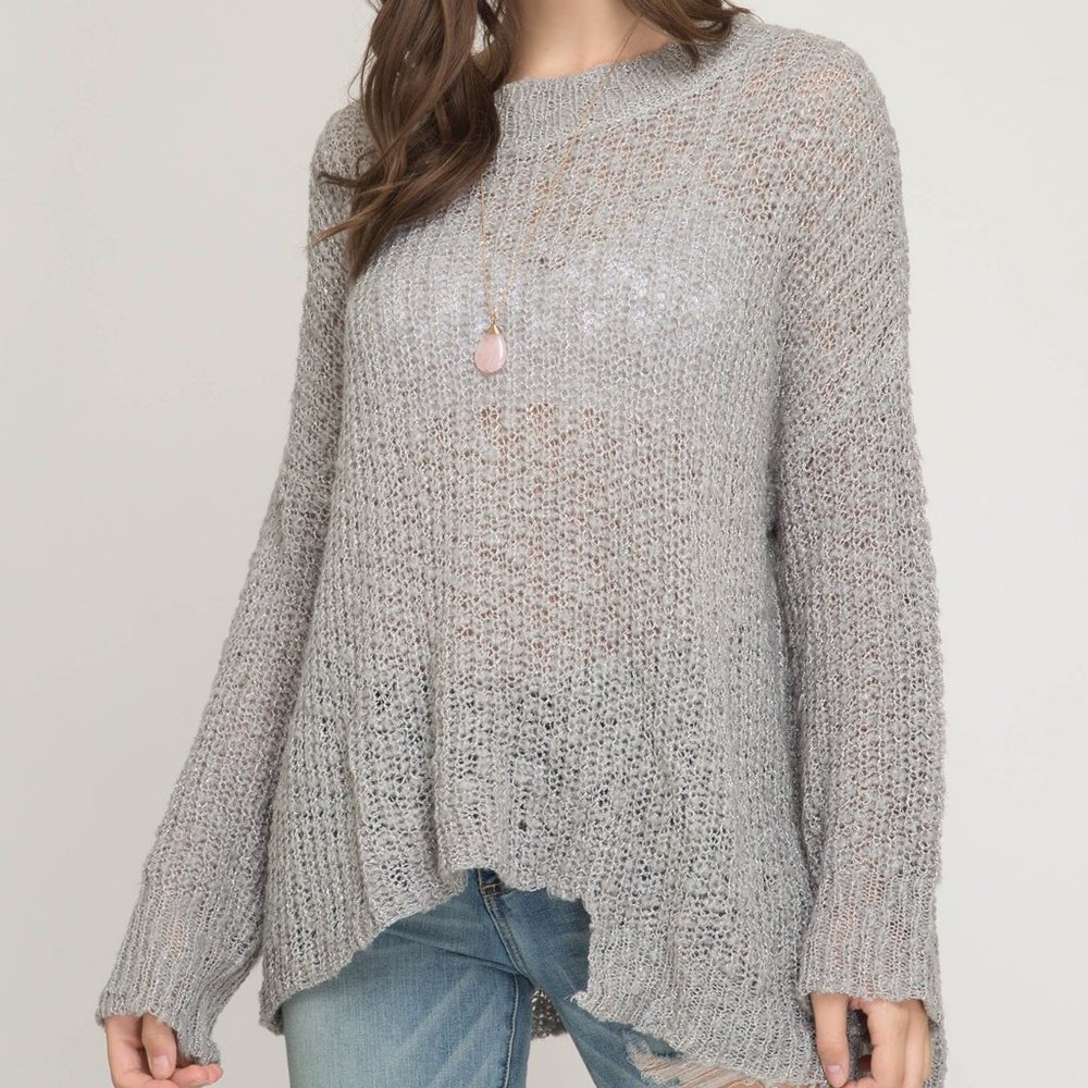 NEW! She + Sky Aced It Metallic Sweater